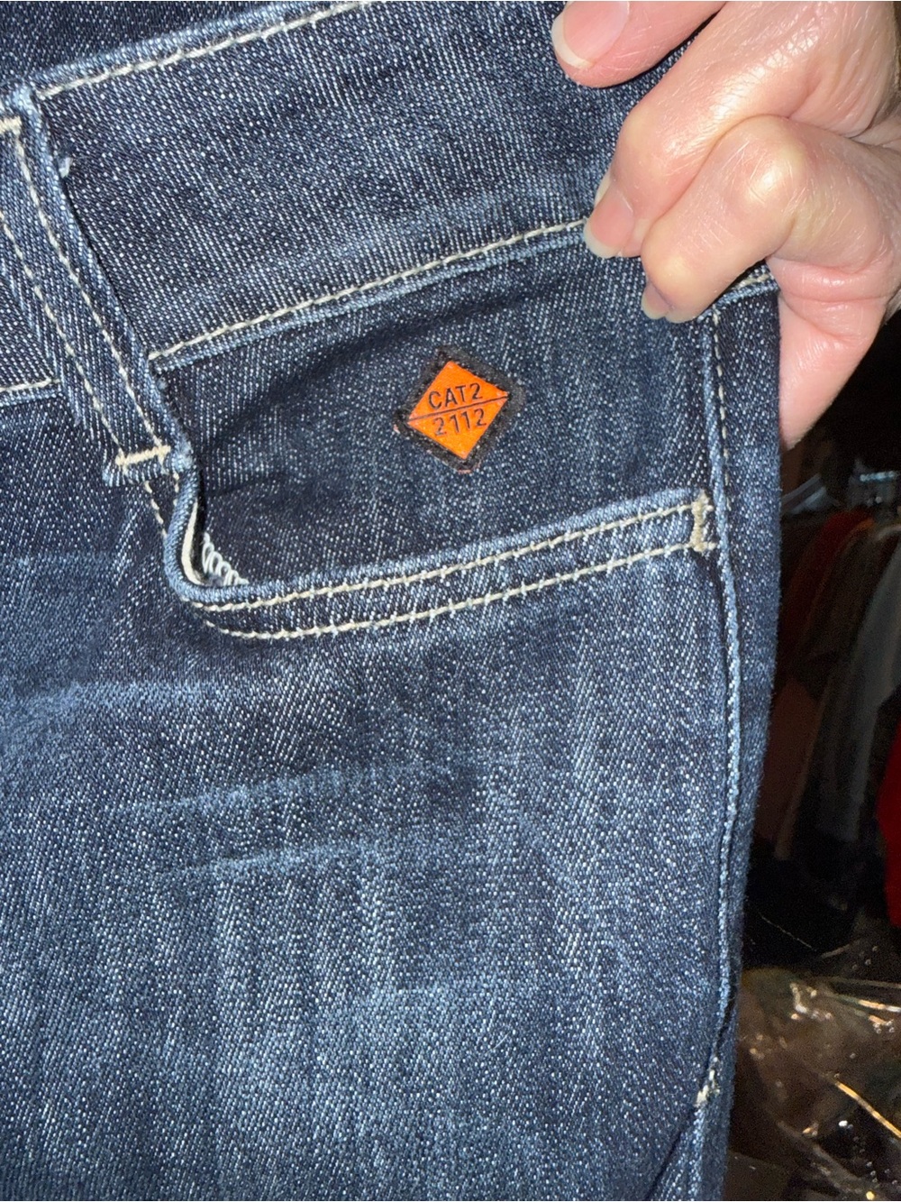 Wrangler Women’s Deep Blue Denim Jeans with Orange Accent SZ 11 x36